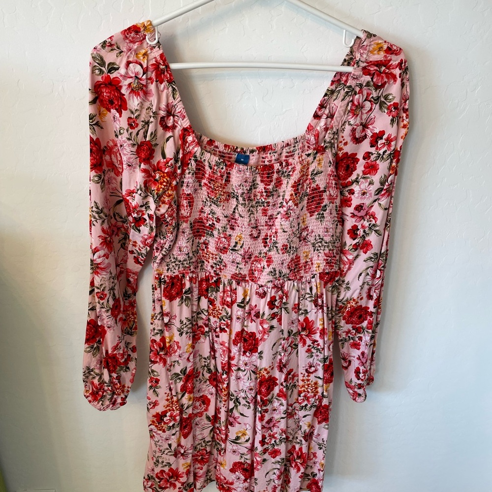 Old Navy Pink and Red Floral Dress Size Medium